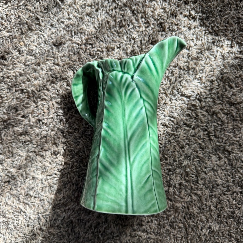 Green Ceramic Banana Leaf Pitcher